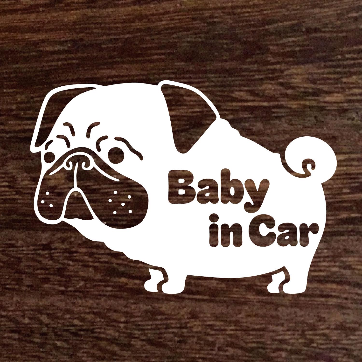 New送料無料★パグ Baby in car ベイビーインカー ステッカー★Dog★シール★車に