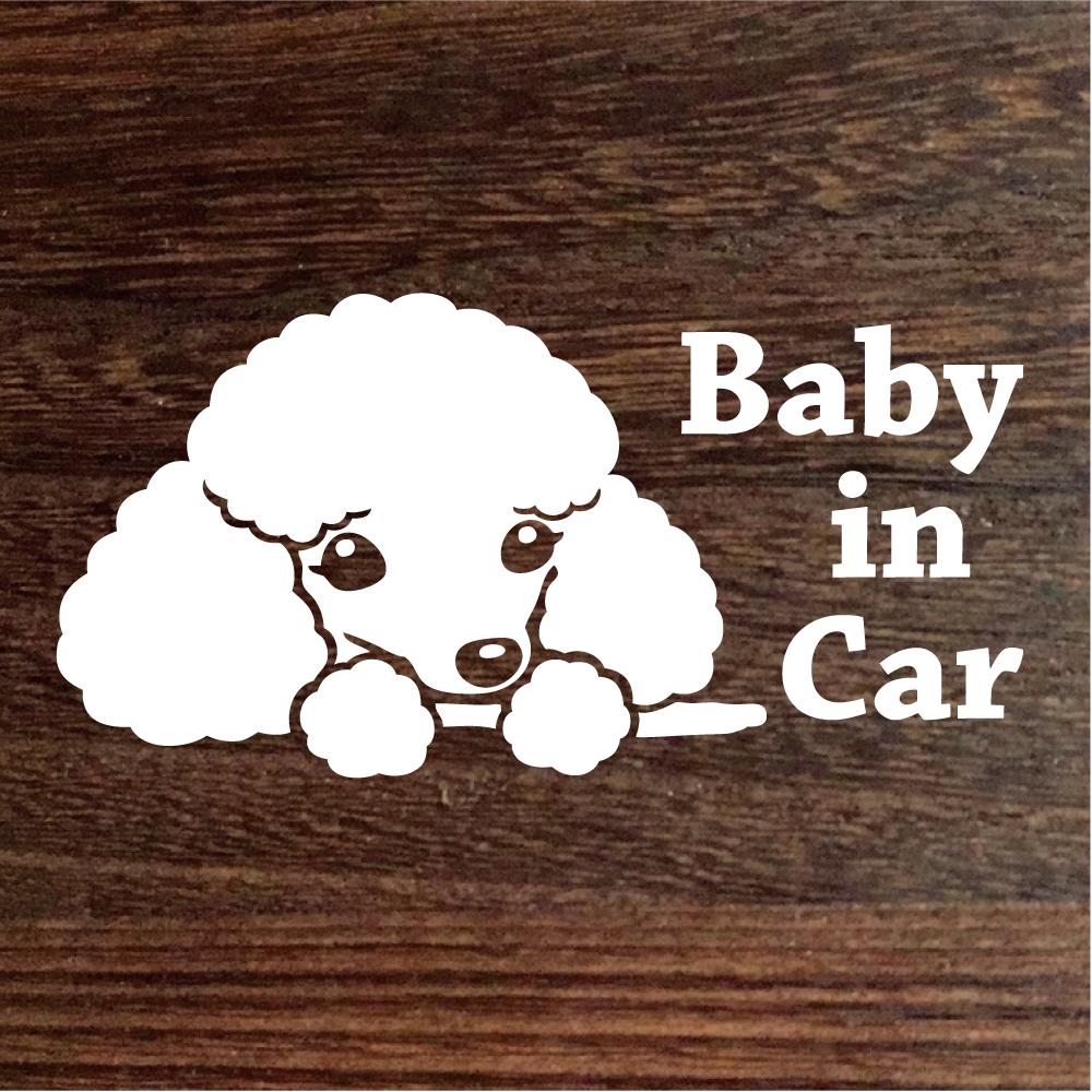 New★プードル★トイプードル★スタンダード★Baby in car　ベイビーインカー Dogステッカー★シール★車Ｂ